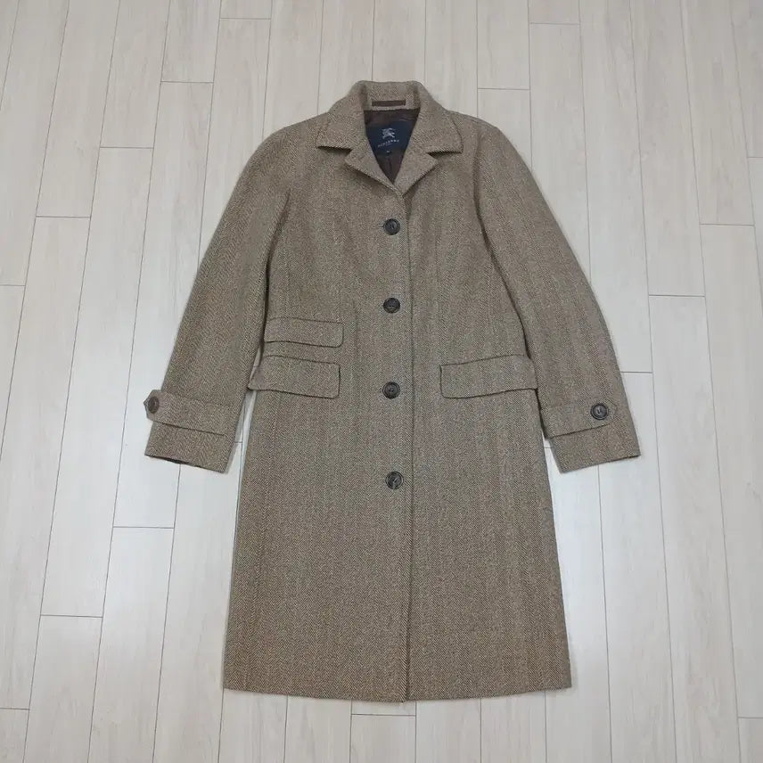 [BUNJANG] Burberry Herringbone Wool Blend Trench Coat - Brown / 버버리 트렌치 모직코트 헤링본 브라운