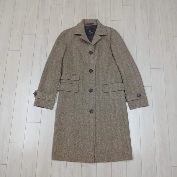 [BUNJANG] Burberry Herringbone Wool Blend Trench Coat - Brown / 버버리 트렌치 모직코트 헤링본 브라운