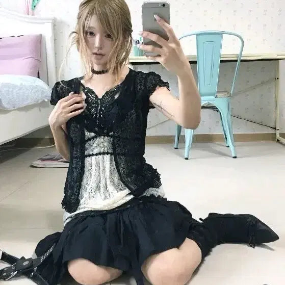 [BUNJANG] Mumi Cropped Top & Skirt Set / 선가든파티미라이클립하나모토미코하우스무미mumi코코모리크루키루후유몽글스윙와이즈걸 큐빈티지