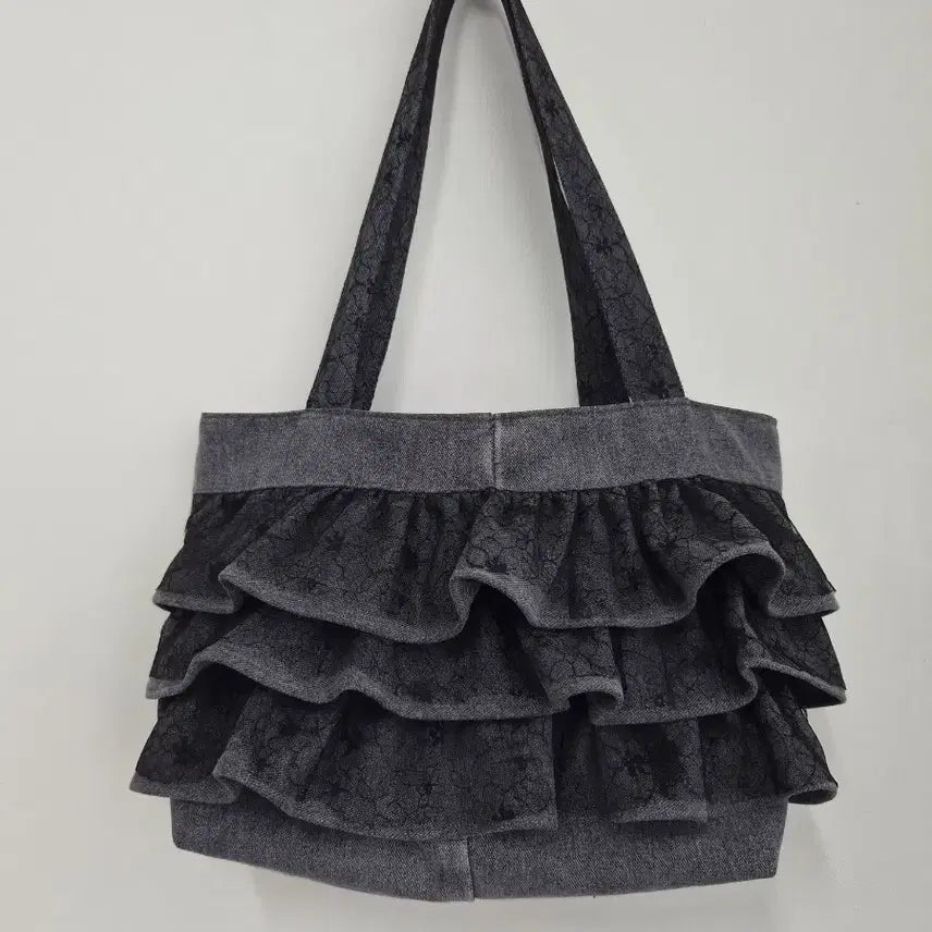[BUNJANG] Lace Denim Shoulder Bag / 레이스데님 숄더백