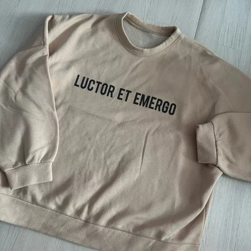 [BUNJANG] Beige Fleece Oversized Sweatshirt / 베이지 기모 맨투맨