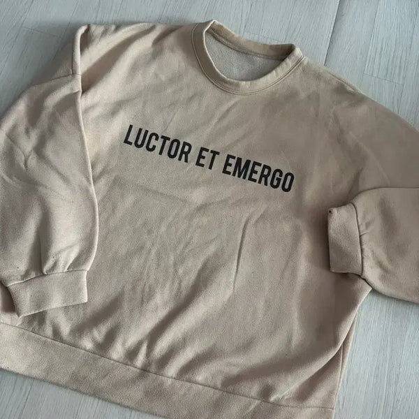 [BUNJANG] Beige Fleece Oversized Sweatshirt / 베이지 기모 맨투맨