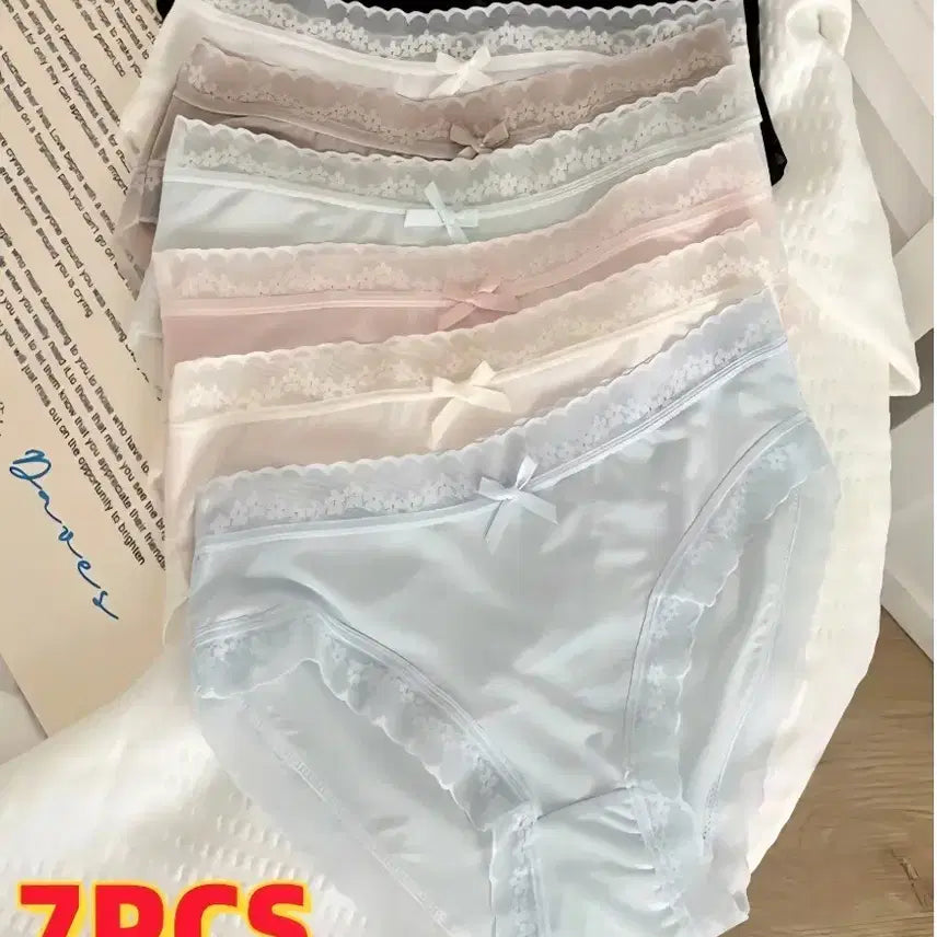 [BUNJANG] Women's Pastel Lace Briefs Set (Size 66, 7-Pack) / 팬티 7개 66사이즈