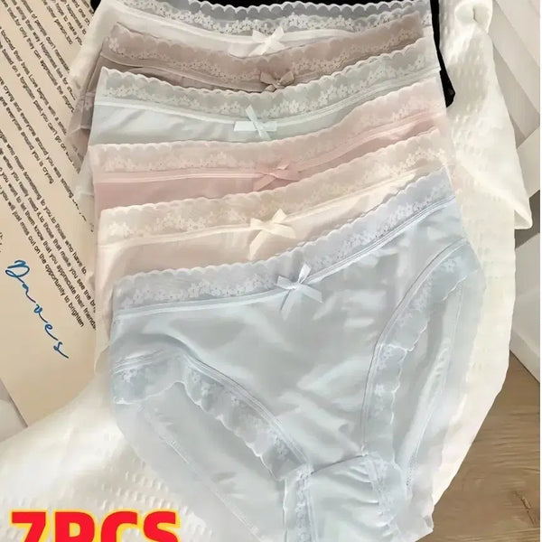 [BUNJANG] Women's Pastel Lace Briefs Set (Size 66, 7-Pack) / 팬티 7개 66사이즈