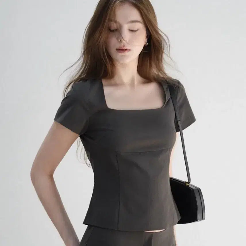 [BUNJANG] Prepoder Facet Square Blouse Charcoal / 새상품) 프렙포더 | Facet square blouse 차콜