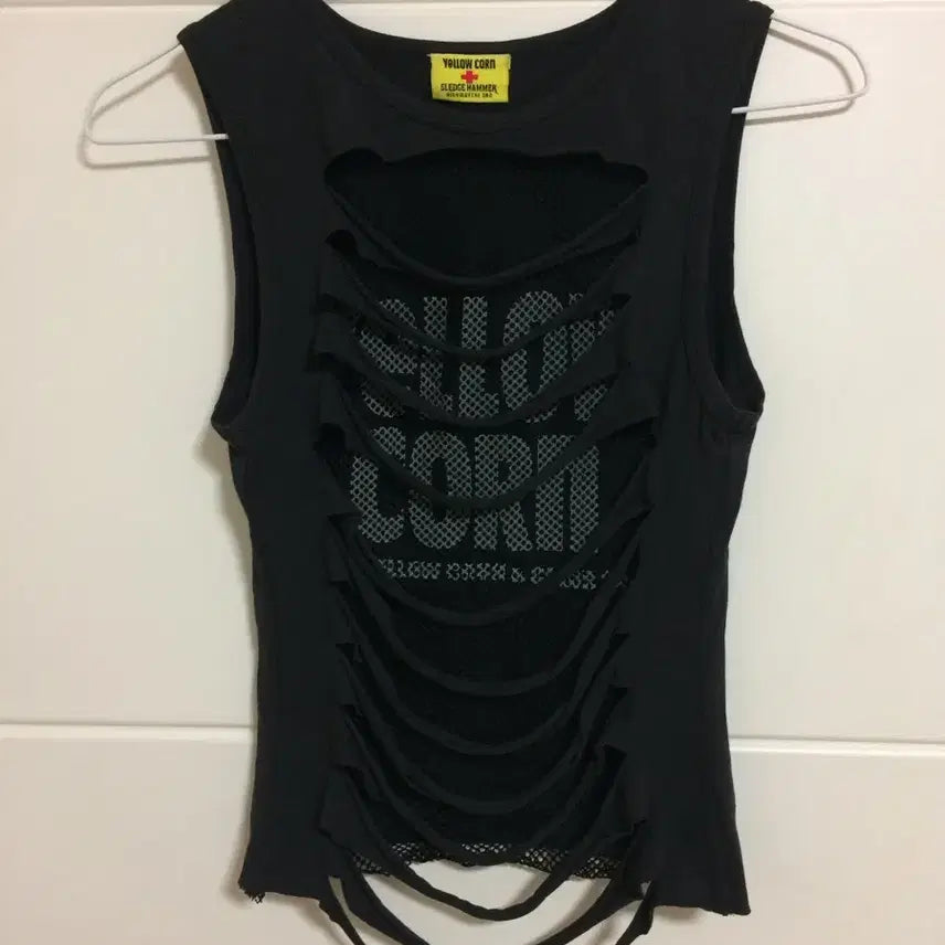 [BUNJANG] Yellow Cone Punk Mesh Sleeveless Top / 옐로우콘 펑크 메쉬 슬리브리스