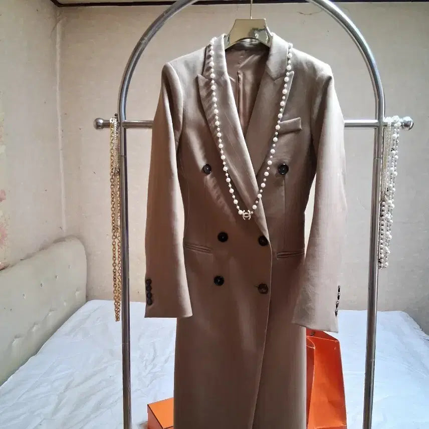 [BUNJANG] Wool Cashmere Silk Blend Half Double Jacket / 울케시미어98%안감 실크100 %브라운 하프더블쟈켓