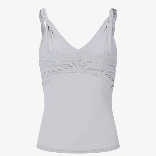 [BUNJANG] Please Follow Shirring Sleeveless Top Light Grey / 택포) 플리즈노팔로우 셔링 슬리브리스 탑 라이트 그레이