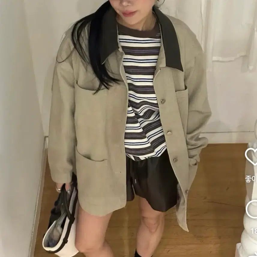 [BUNJANG] Dami Company Leather Point Work Jacket / 다미컴퍼니 워크자켓