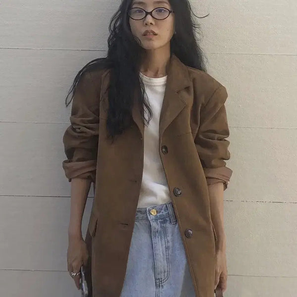 [BUNJANG] Judy & Judy Suede Jacket Brown / 쥬시쥬디 브라운 스웨이드 자켓