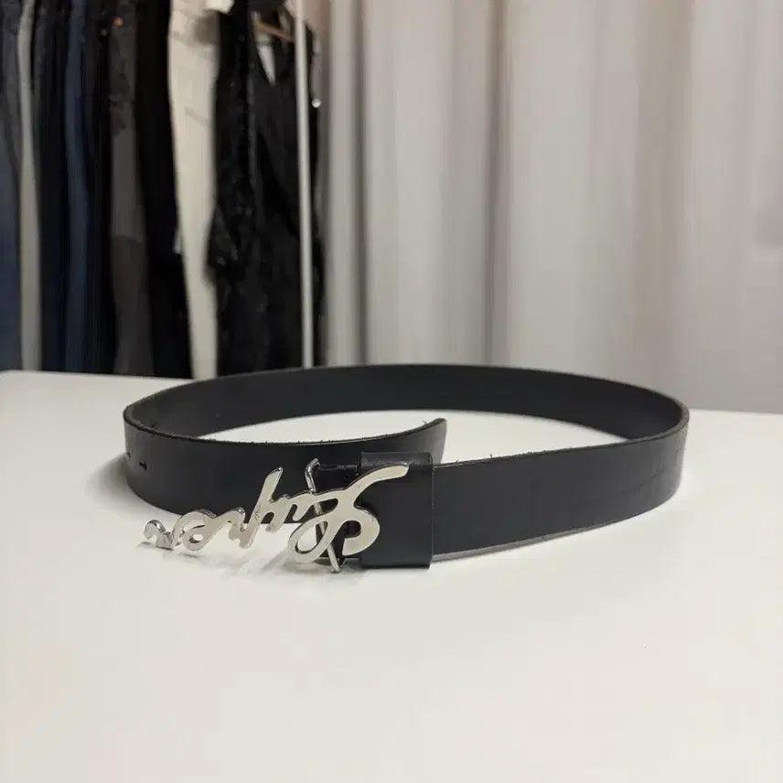 [BUNJANG] Maison Margiela 08SS Cursive Logo Buckle Leather Belt / 마틴 마르지엘라 08ss 필기체 로고 버클 벨트