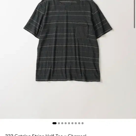 [BUNJANG] Catalog Stripe Half Tee - Charcoal / 333 Catalog Stripe Half Tee - Charcoal