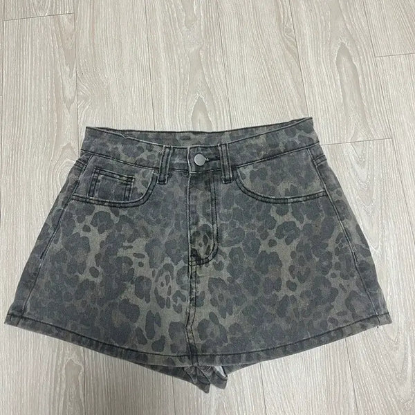 [BUNJANG] Leopard Print Denim Skort / 레오파드 데님 치마바지