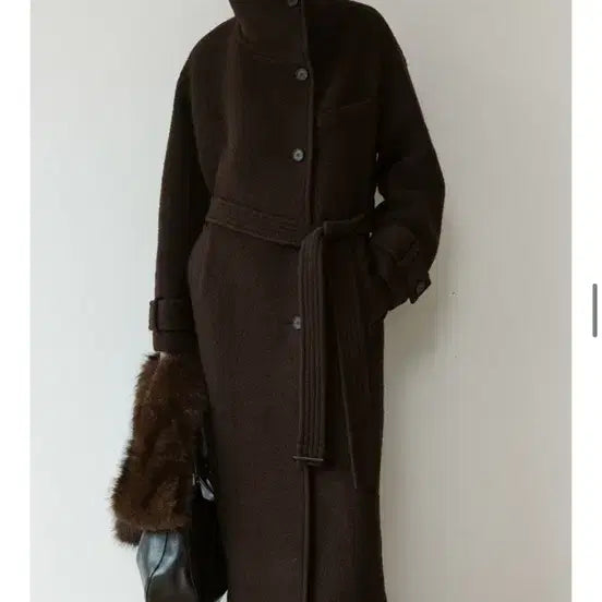 [BUNJANG] L'EUVRE Belted High Neck Coat Brown M / 찐 마지막 가격 내림) 루에브르 Belted High-Neck Long Coat SW5XH914-M9 브라운