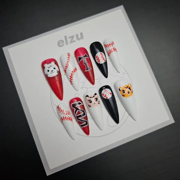 [BUNJANG] KBO Kia Tigers Handmade Nail Tips (Size M) / [새상품] 기아타이거즈 수제 네일팁 팝니다