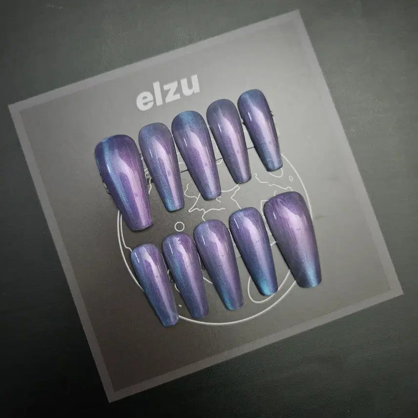 [BUNJANG] Handmade Purple Nail Tips - Size L / [새상품] 보라 수제 네일팁 팝니다