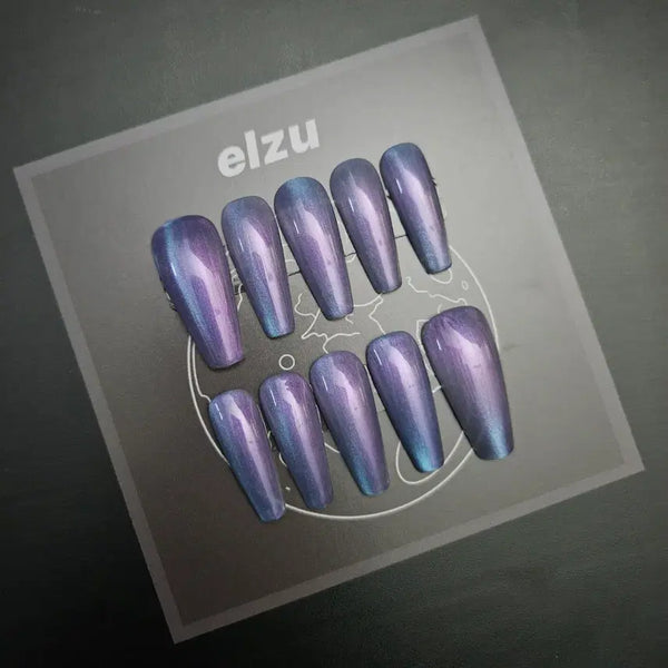 [BUNJANG] Handmade Purple Nail Tips - Size L / [새상품] 보라 수제 네일팁 팝니다