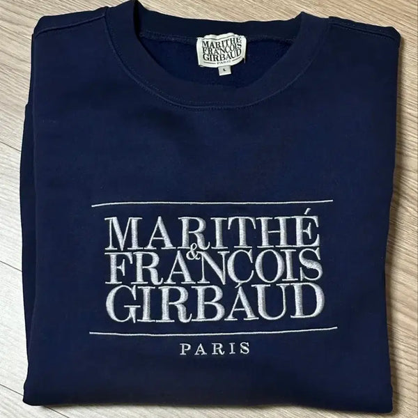 [BUNJANG] Marithe Francois Girbaud Embroidered Logo Sweatshirt Navy L / 마리떼 맨투맨 네이비 L 로고 자수