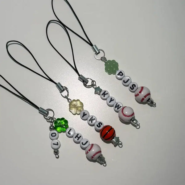 [BUNJANG] Customizable Baseball & Basketball Beaded Keychain with Initials - Sports Team Themed / 야구공 농구공 비즈키링 이니셜 비공굿 비즈 키링 삼성 라이온즈 롯데 기아