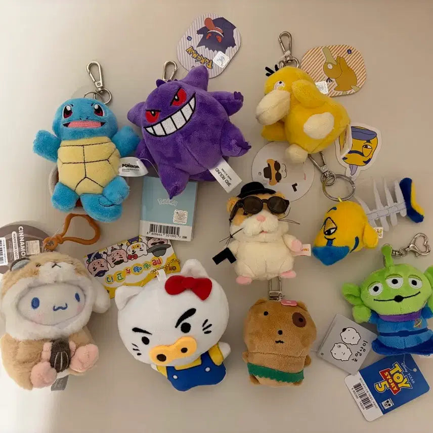 [BUNJANG] Pokemon Sanrio Character Keychain Set (9 Types) / 포켓몬 산리오 눈멍냥이 알린 등 키링 9종 일괄