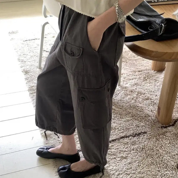 [BUNJANG] Jinsim Capri Pants Charcoal / 진심 카프리 팬츠 차콜
