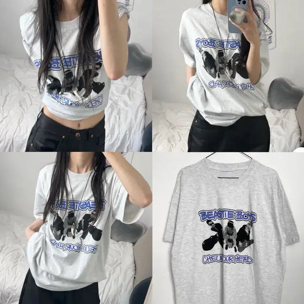 [BUNJANG] OPM Printing Unique Short Sleeve T-Shirt / 에이블리 오피엠 프린팅 유니크 반팔 티셔츠 반팔티 지그재그 교신
