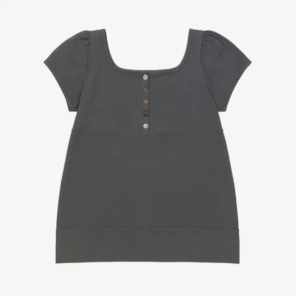 [BUNJANG] Oheshio Square Neck Jersey Blouse (Charcoal) / oheshio Square Neck Jersey Blouse (Charcoal)