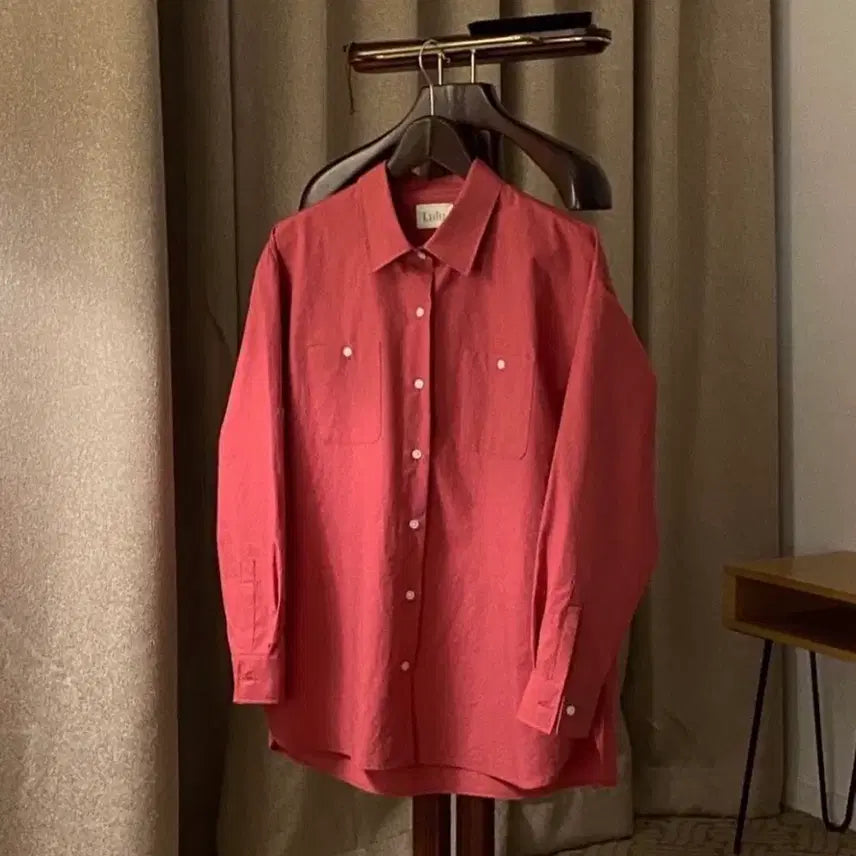 [BUNJANG] Two-Pocket Shirt (Red/White) / *자체제작 소량*투포켓 셔츠 (레드/화이트)