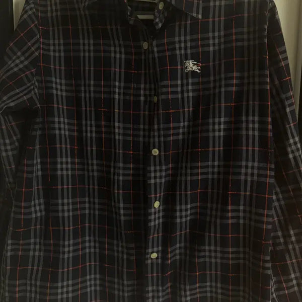 [BUNJANG] Burberry Checked Bear Embroidery Shirt / 버버리 체크 셔츠 곰돌이자수