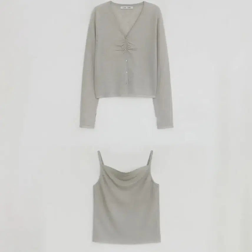 [BUNJANG] LOWTIDE KNIT SLEEVELESS CARDIGAN SET UP [GREY] / 로우타이드 KNIT SLEEVELESS CARDIGAN SET UP [GREY]