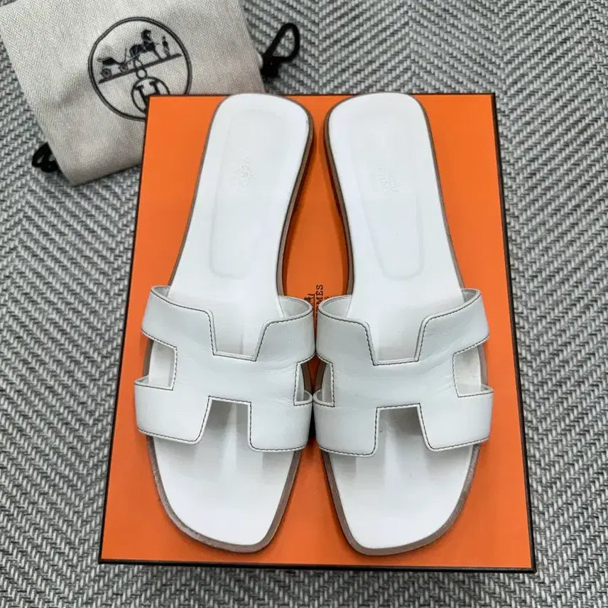 [BUNJANG] Hermes Oran White Slippers Size 41 / [A급/풀구성] 에르메스 오란 화이트 슬리퍼 41