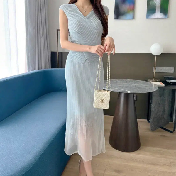[BUNJANG] J.G Showroom Cubic See-through Two-piece Set / 라첼 큐빅시스루 투피스(원가31) 제이지쇼룸 엉넬 수입의류