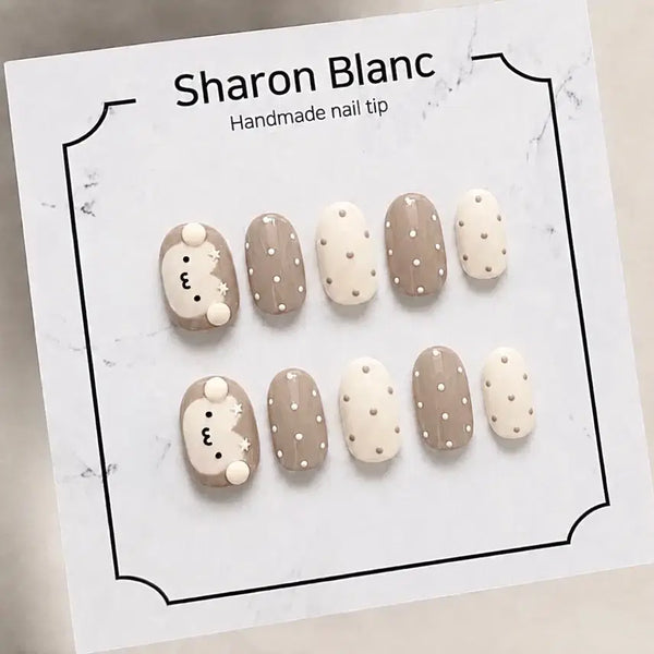 [BUNJANG] Beige Monkey Nail Tips (15 Shape Options) / 베이지 몽키 네일팁 / 15종 쉐입