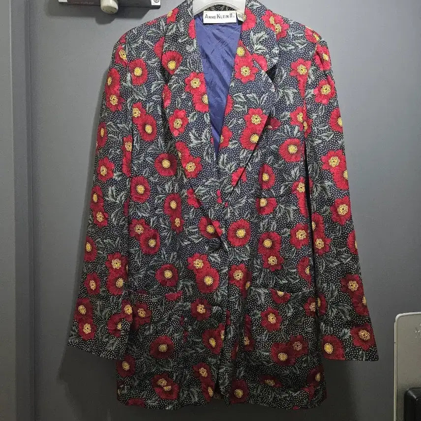[BUNJANG] Anne Klein 100% Silk Floral Pattern Oversized Jacket / (실크 100%) 앤클라인 홍콩 수입 플라워 패턴 꽃무늬 오버핏 실크 자켓