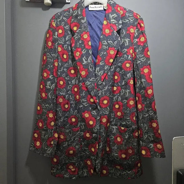 [BUNJANG] Anne Klein 100% Silk Floral Pattern Oversized Jacket / (실크 100%) 앤클라인 홍콩 수입 플라워 패턴 꽃무늬 오버핏 실크 자켓