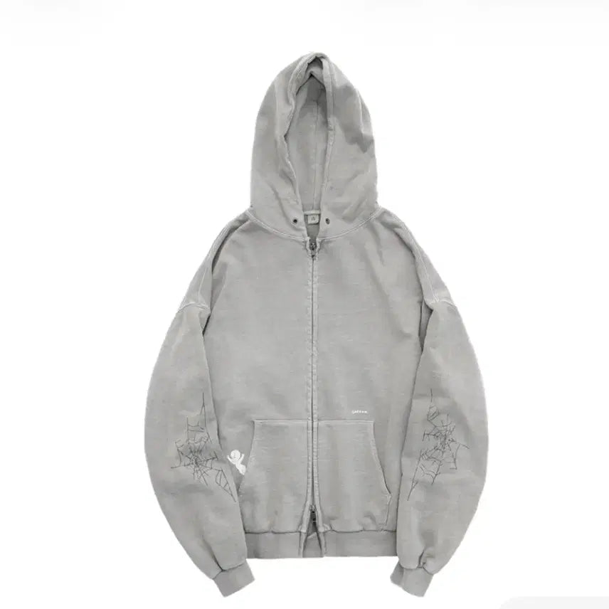[BUNJANG] Politeru Casper Spider Web Zip Hoodie 1% Dyed Grey Size 3 / 폴리테루 캐스퍼 스파이더 웹 집 후디 1% 다이드 그레이 3사이즈