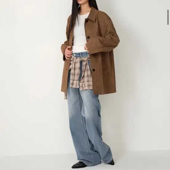 [BUNJANG] Musinsa Standard Suede Jacket Brown / 무신사스탠다드 스웨이드 자켓