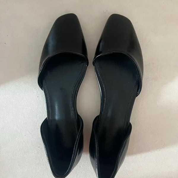 [BUNJANG] Side Open Slim Clog Flat Shoes Ivory/Black / 새상품 사이드 오픈 슬림코 플랫슈즈 아이보리/블랙 230 235