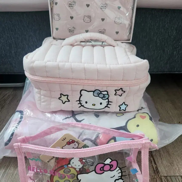 [BUNJANG] Hello Kitty Collection Set Pink Pouch, Bag, Blanket / 헬로키티 모음 세트 핑크 파우치.가방.이불
