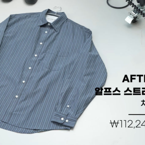 [BUNJANG] Afterpray Striped Shirt (S) / 애프터프레이 스트라이프 셔츠 (S)
