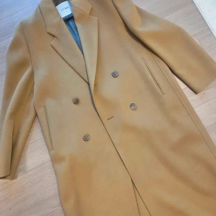 [BUNJANG] Time Homme Camel Double-Breasted Maxi Coat / 타임옴므 카멜 더블 브레스트 맥시 코트