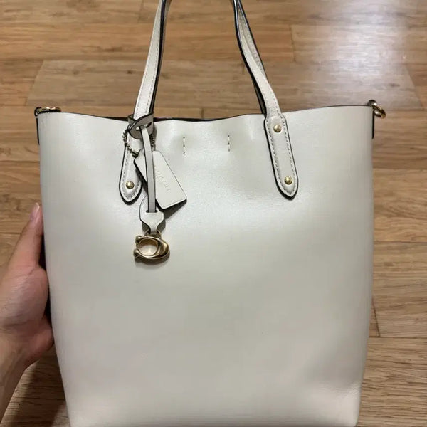 [BUNJANG] Coach Authentic Ivory Leather Convertible Tote/Shoulder/Crossbody Bag / 코치 정품 가방 판매합니다