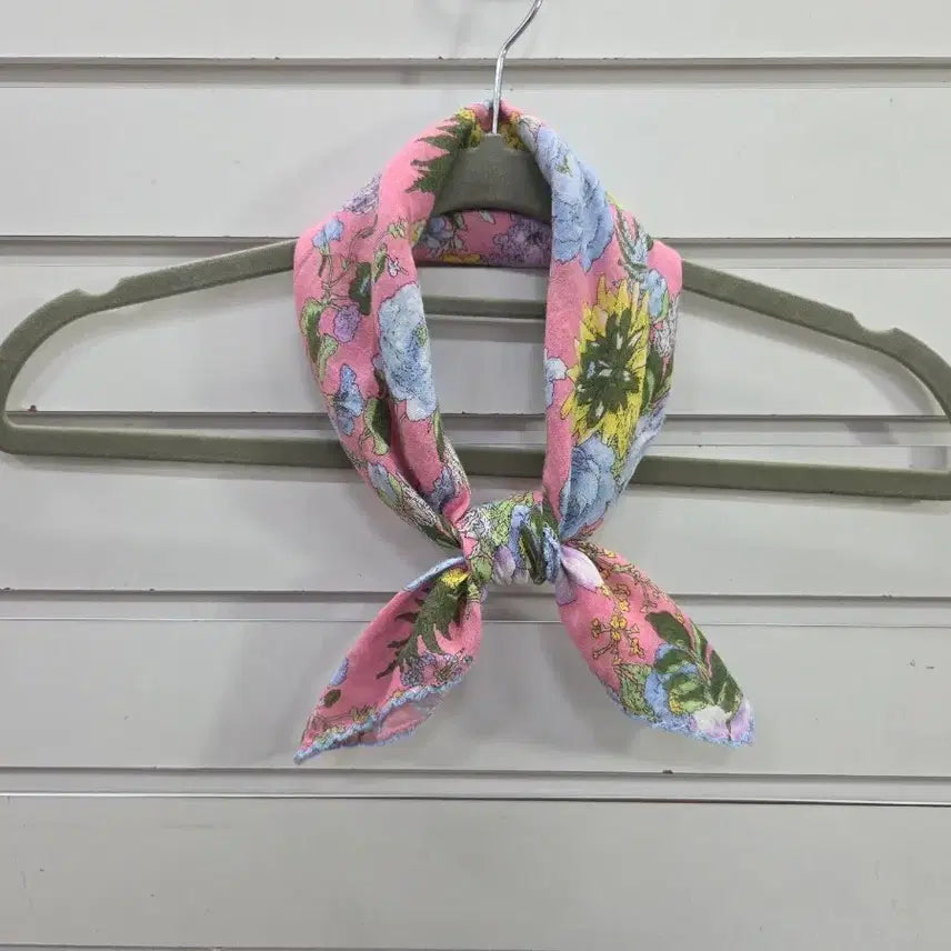 [BUNJANG] Flower Pattern Big Handkerchief Mini Scarf / 플라워 빅손수건겸 미니스카프/보물찾기천사