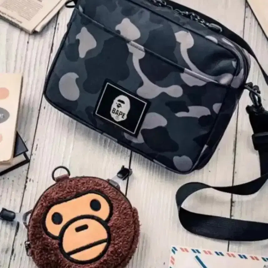 [BUNJANG] BAPE Black Camo Baby Milo Set Bag / 베이프 검정카모 베이비마일로 셋트 가방