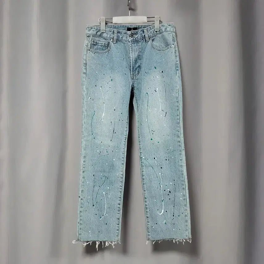 [BUNJANG] Paint Splatter Light Wash Jeans / 페인트 물감 튀김 청바지 연청