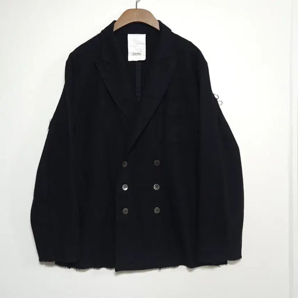 [BUNJANG] StandAlone Wool Double Breasted Avant-Garde Black Jacket / StandAlone 스탠드얼론 55~66 울 더블 자켓 블랙 아방가르드
