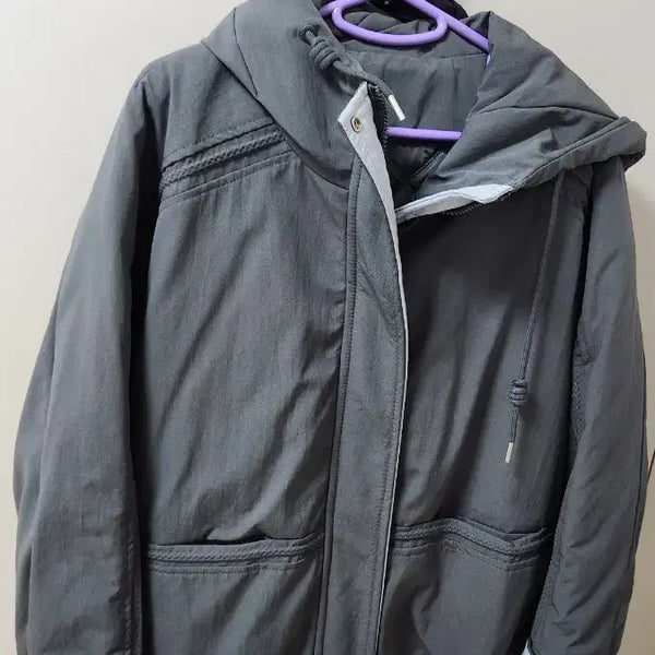 [BUNJANG] Gray Hooded Padded Jumper / 겨울점퍼
