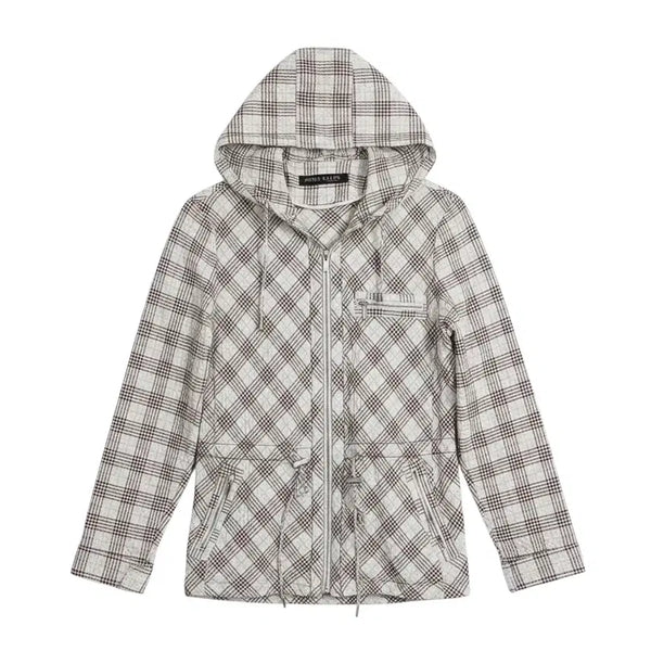 [BUNJANG] Anne Klein Checked Hooded Zip-Up Jacket / 여성67/ 앤클라인 체크 후드집업IV 37-3