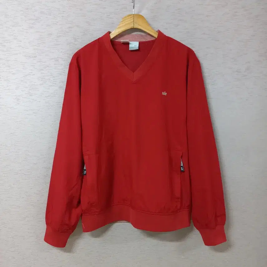 [BUNJANG] Nike Red Ribbed Long Sleeve Spring/Autumn Men's Jacket / B8-28/나이키 망사안감 레드 시보리 긴팔 봄가을 남성