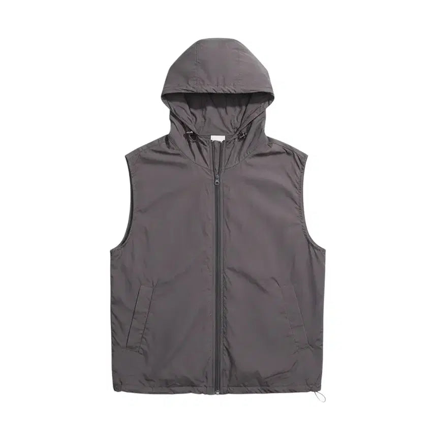 [BUNJANG] L.A.B Studio Charcoal Hooded Zip-Up Vest / 여성F/ L.A.B 스튜디오 차콜 후드 집업조끼 37-5